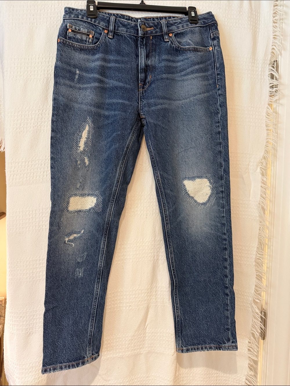 Calvin Klein Jeans Women's Distressed Dark Blue Boyfriend Jeans